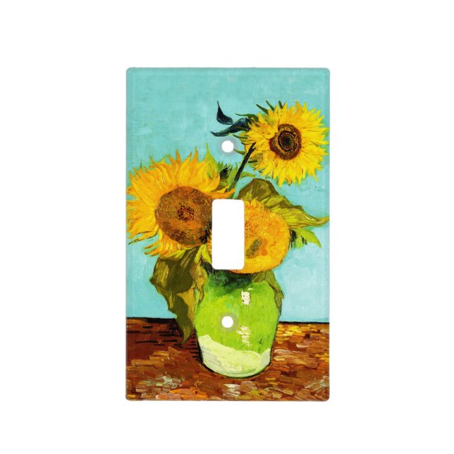 Vincent Van Gogh Three Sunflowers In A Vase Light Switch Cover (Front)