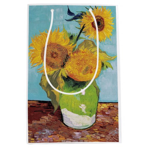 Vincent Van Gogh _ Three Sunflowers in a Vase Medium Gift Bag