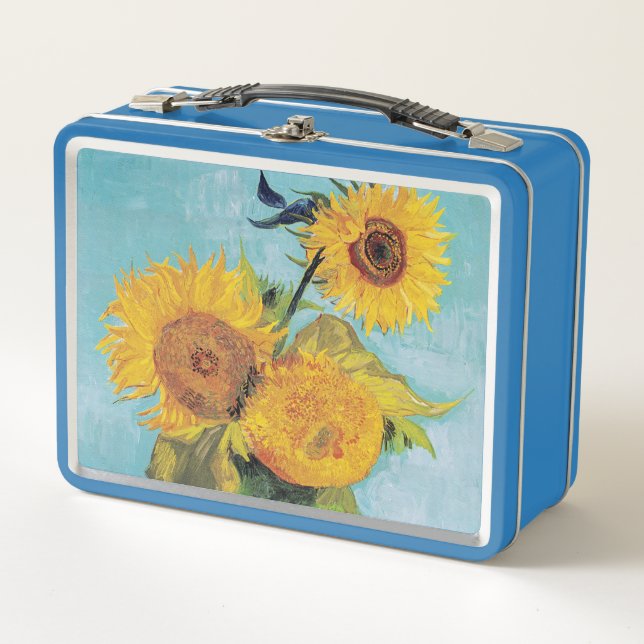 Vincent Van Gogh - Three Sunflowers in a Vase Metal Lunch Box (Front)
