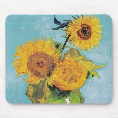 Vincent Van Gogh _ Three Sunflowers in a Vase Mouse Pad