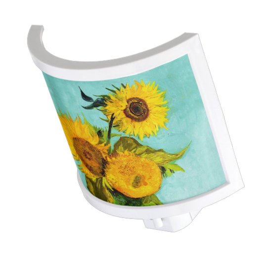 Vincent Van Gogh Three Sunflowers In A Vase Night Light (Angled)