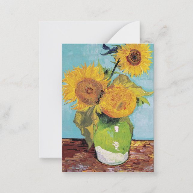Vincent Van Gogh - Three Sunflowers in a Vase Note Card (Front)