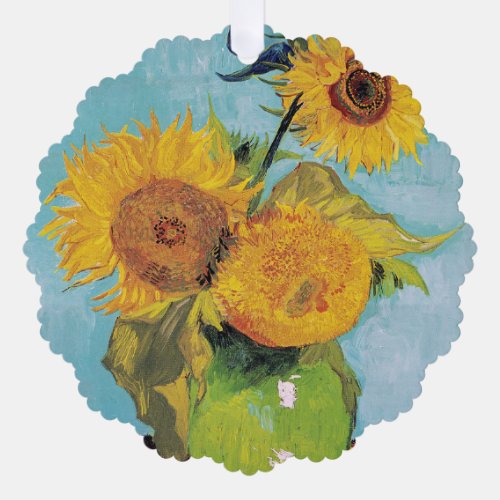 Vincent Van Gogh _ Three Sunflowers in a Vase Ornament Card
