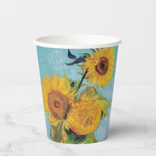 Vincent Van Gogh _ Three Sunflowers in a Vase Paper Cups