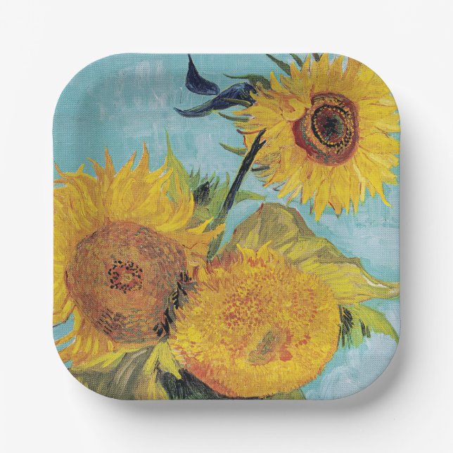 Vincent Van Gogh - Three Sunflowers in a Vase Paper Plates (Front)