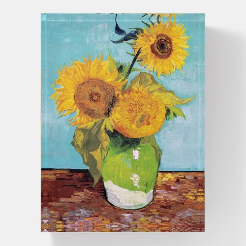Vincent Van Gogh _ Three Sunflowers in a Vase Paperweight