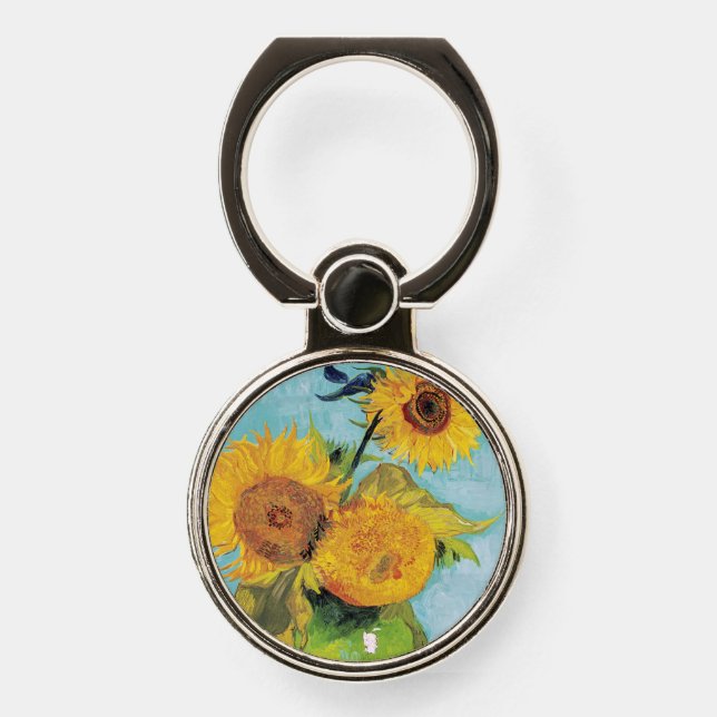 Vincent Van Gogh - Three Sunflowers in a Vase Phone Ring Stand (Front)