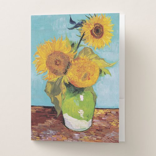 Vincent Van Gogh _ Three Sunflowers in a Vase Pocket Folder