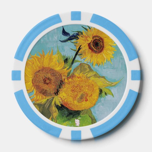 Vincent Van Gogh _ Three Sunflowers in a Vase Poker Chips