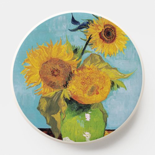 Vincent Van Gogh _ Three Sunflowers in a Vase PopSocket
