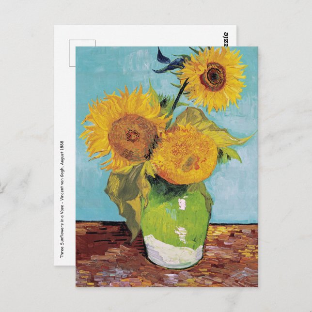 Vincent Van Gogh - Three Sunflowers in a Vase Postcard (Front/Back)