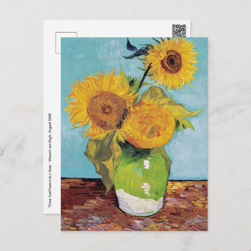 Vincent Van Gogh _ Three Sunflowers in a Vase Postcard
