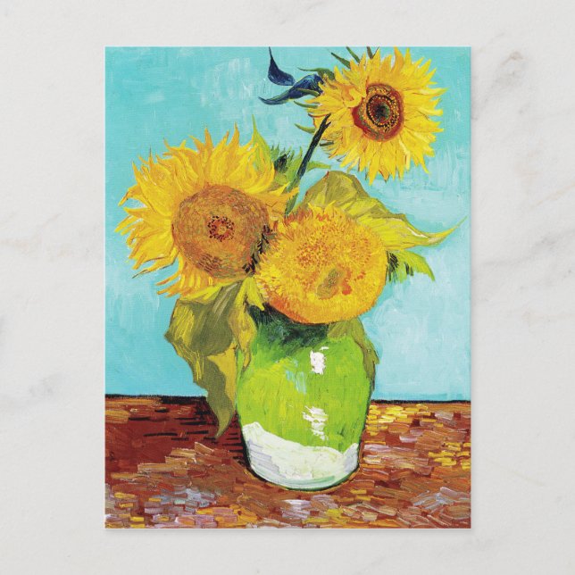 Vincent Van Gogh Three Sunflowers In a Vase Postcard (Front)