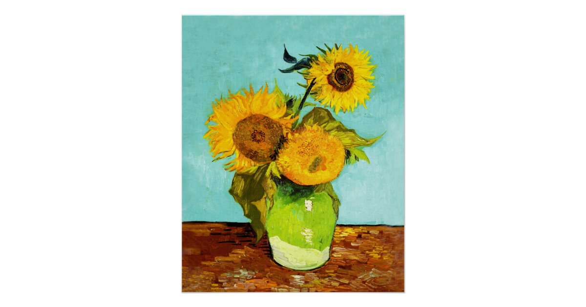 Vincent Van Gogh Three Sunflowers In A Vase Poster