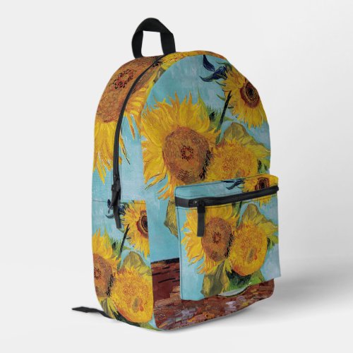 Vincent Van Gogh _ Three Sunflowers in a Vase Printed Backpack