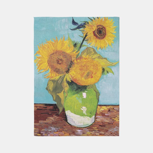 Vincent Van Gogh - Three Sunflowers in a Vase Rug (Front (Vertical))