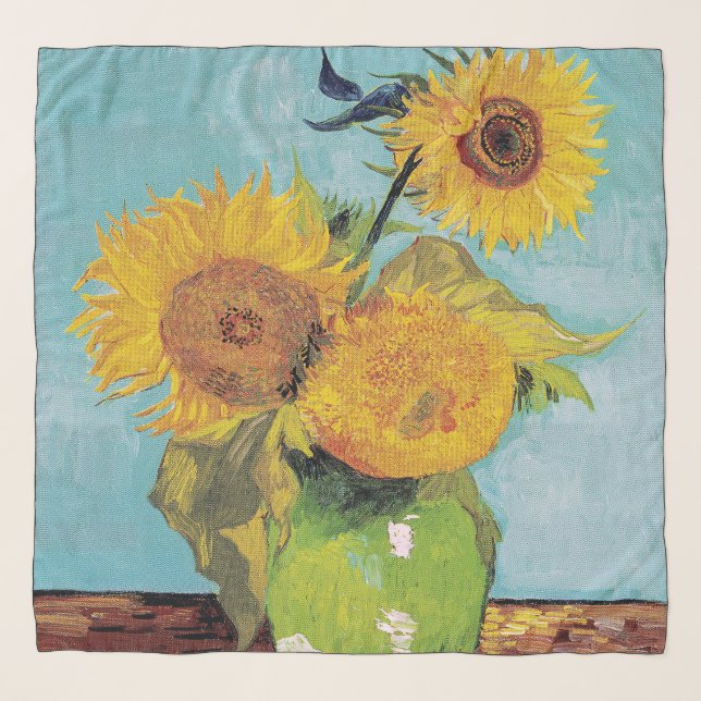 Vincent Van Gogh - Three Sunflowers in a Vase Scarf (Front)