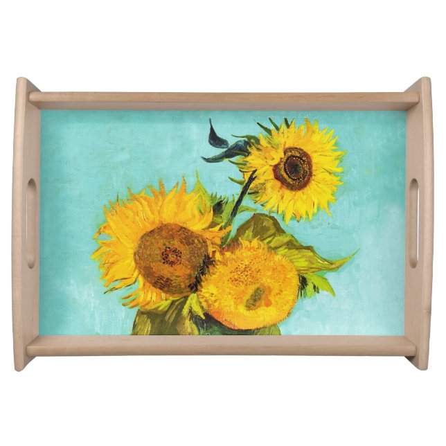 Vincent Van Gogh Three Sunflowers In A Vase Serving Tray (Front)
