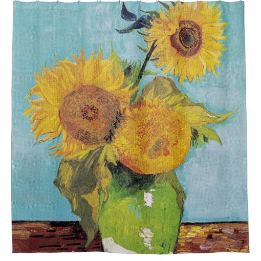 Vincent Van Gogh Three Sunflowers in a Vase Shower Curtain Zazzle