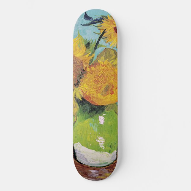 Vincent Van Gogh - Three Sunflowers in a Vase Skateboard (Front)