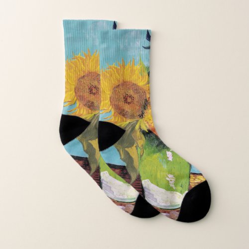 Vincent Van Gogh _ Three Sunflowers in a Vase Socks
