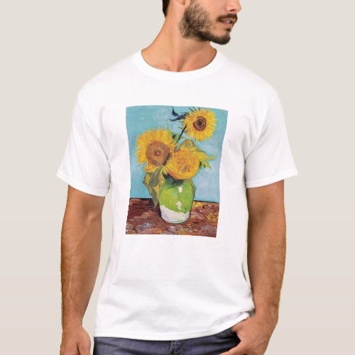 Vincent Van Gogh _ Three Sunflowers in a Vase T_Shirt