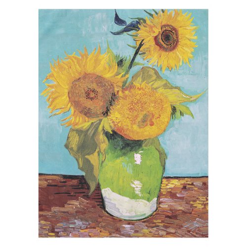 Vincent Van Gogh _ Three Sunflowers in a Vase Tablecloth
