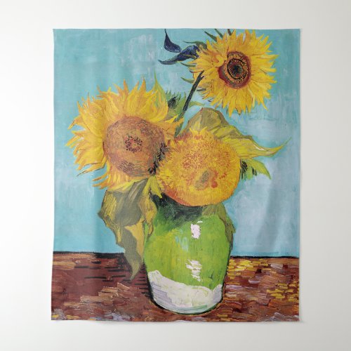 Vincent Van Gogh _ Three Sunflowers in a Vase Tapestry