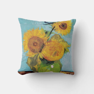 Vincent Van Gogh - Three Sunflowers in a Vase Throw Pillow