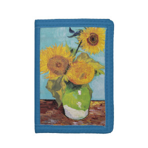 Vincent Van Gogh - Three Sunflowers in a Vase Tri-fold Wallet