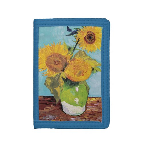 Vincent Van Gogh _ Three Sunflowers in a Vase Trifold Wallet