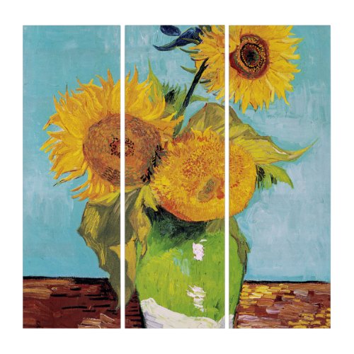 Vincent Van Gogh _ Three Sunflowers in a Vase Triptych