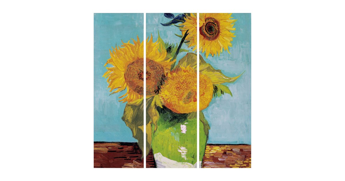 Vincent Van Gogh - Three Sunflowers In A Vase Triptych | Zazzle