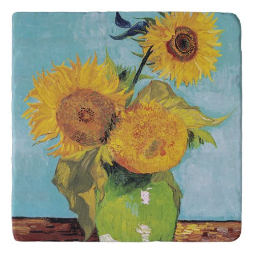 Vincent Van Gogh _ Three Sunflowers in a Vase Trivet