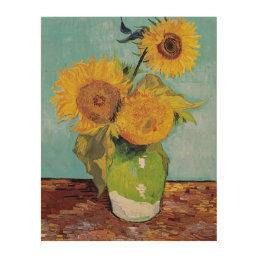 Vincent Van Gogh - Three Sunflowers in a Vase Wood Wall Art