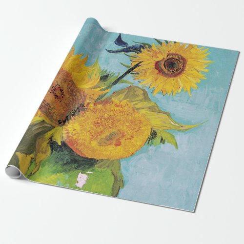 Vincent Van Gogh _ Three Sunflowers in a Vase Wrapping Paper