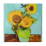 Vincent Van Gogh Three Sunflowers Tile<br><div class="desc">Vincent Van Gogh Three Sunflowers In A Vase</div>