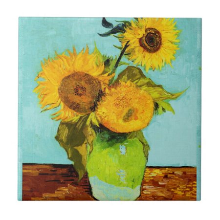 Vincent Van Gogh Three Sunflowers Tile