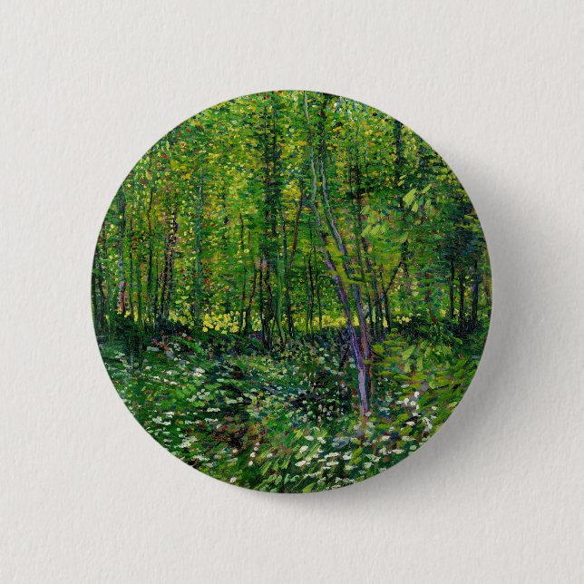 Vincent Van Gogh Trees And Undergrowth Button (Front)