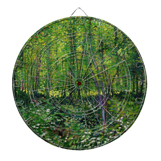 Vincent Van Gogh Trees And Undergrowth Dartboard With Darts (Front)