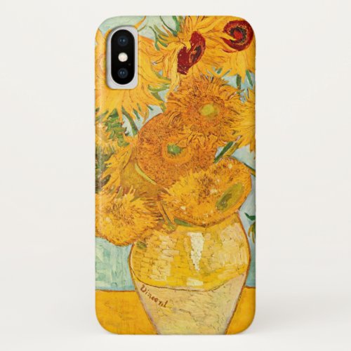 Vincent Van Gogh Twelve Sunflowers In a Vase Art iPhone X Case
