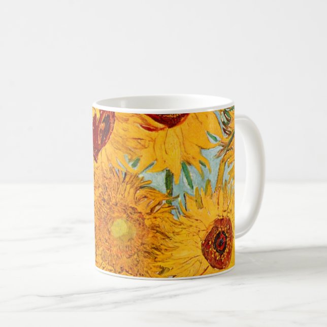 Vincent Van Gogh Twelve Sunflowers In a Vase Art Coffee Mug (Front Right)