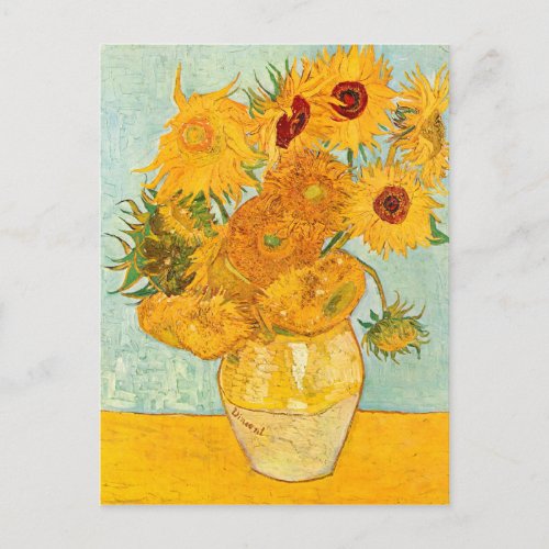 Vincent Van Gogh Twelve Sunflowers In a Vase Art Postcard