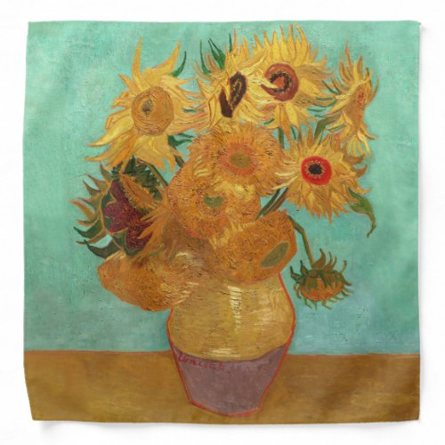 Vincent Van Gogh Twelve Sunflowers In A Vase Bandana