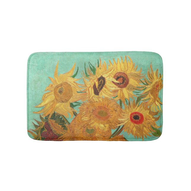 Vincent Van Gogh Twelve Sunflowers In A Vase Bathroom Mat (Front)