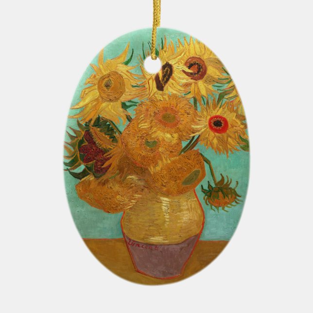Vincent Van Gogh Twelve Sunflowers In A Vase Ceramic Ornament (Front)