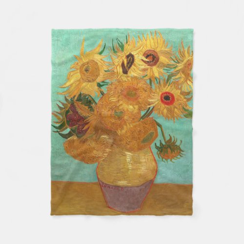 Vincent Van Gogh Twelve Sunflowers In A Vase Fleece Blanket