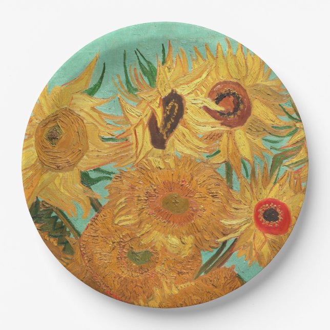 Vincent Van Gogh Twelve Sunflowers In A Vase Paper Plates (Front)