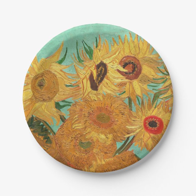 Vincent Van Gogh Twelve Sunflowers In A Vase Paper Plates (Front)