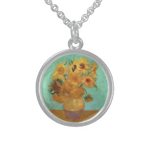 Vincent Van Gogh Twelve Sunflowers In A Vase Sterling Silver Necklace